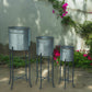 Galvanized Metal Planters with Stand & Drain Hole - Mellow Monkey