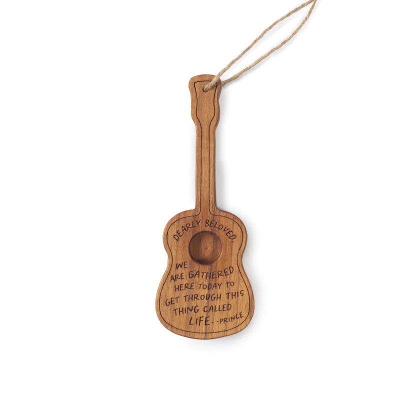 Dearly Beloved (Prince) - Engraved Wooden Guitar Ornament - Mellow Monkey