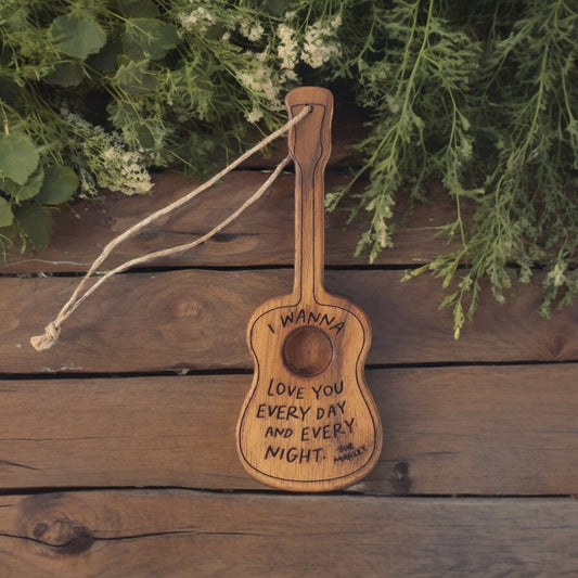 I Wanna Love You (Bob Marley) - Engraved Wooden Guitar Ornament - Mellow Monkey