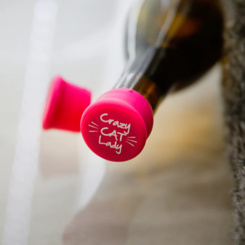 Crazy Cat Lady Pink - Capabunga Wine Bottle Top Seal - Mellow Monkey