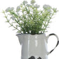 Faux Flowering Plant in Stoneware Pitcher- Distressed White Finish - 5-1/2-in - Mellow Monkey