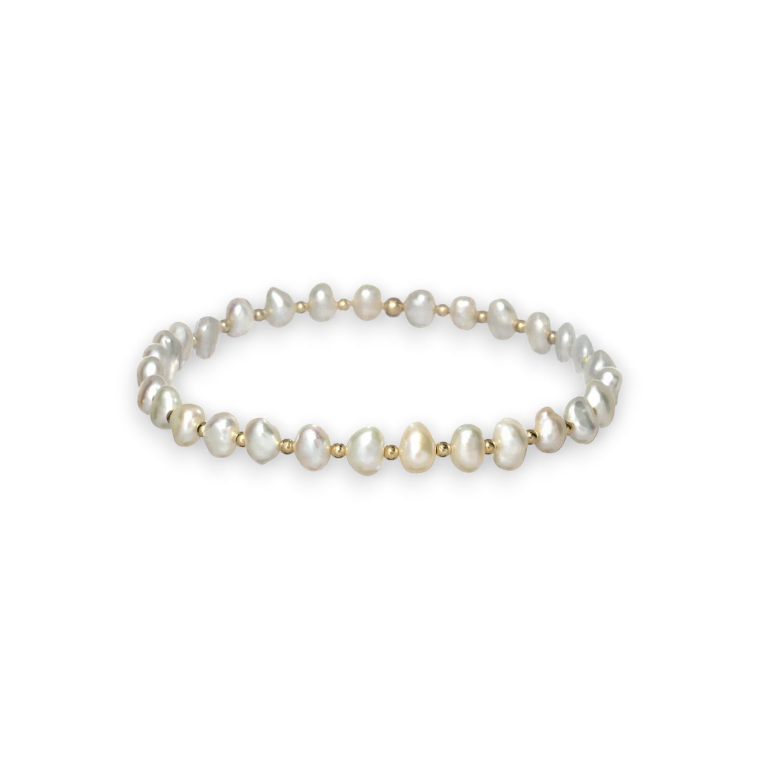 "AMELIA" Gold Filled and Pearl Beaded Stretch Bracelet - Mellow Monkey