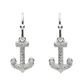 Anchor Drop Earrings Encrusted with White Crystal - Mellow Monkey