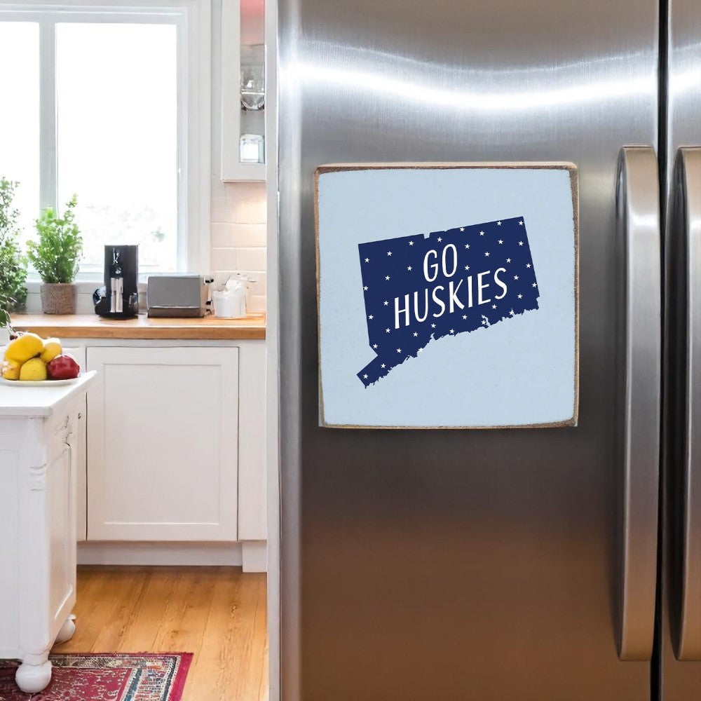 Go Huskies - State Wood Block Magnet - 3-1/2-in - Mellow Monkey