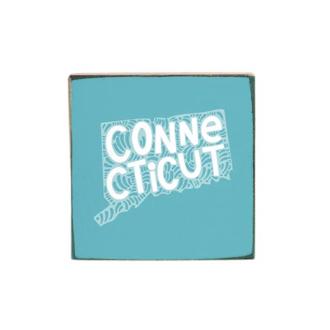 Connecticut - Decorative Wood Block - 4-in - Mellow Monkey