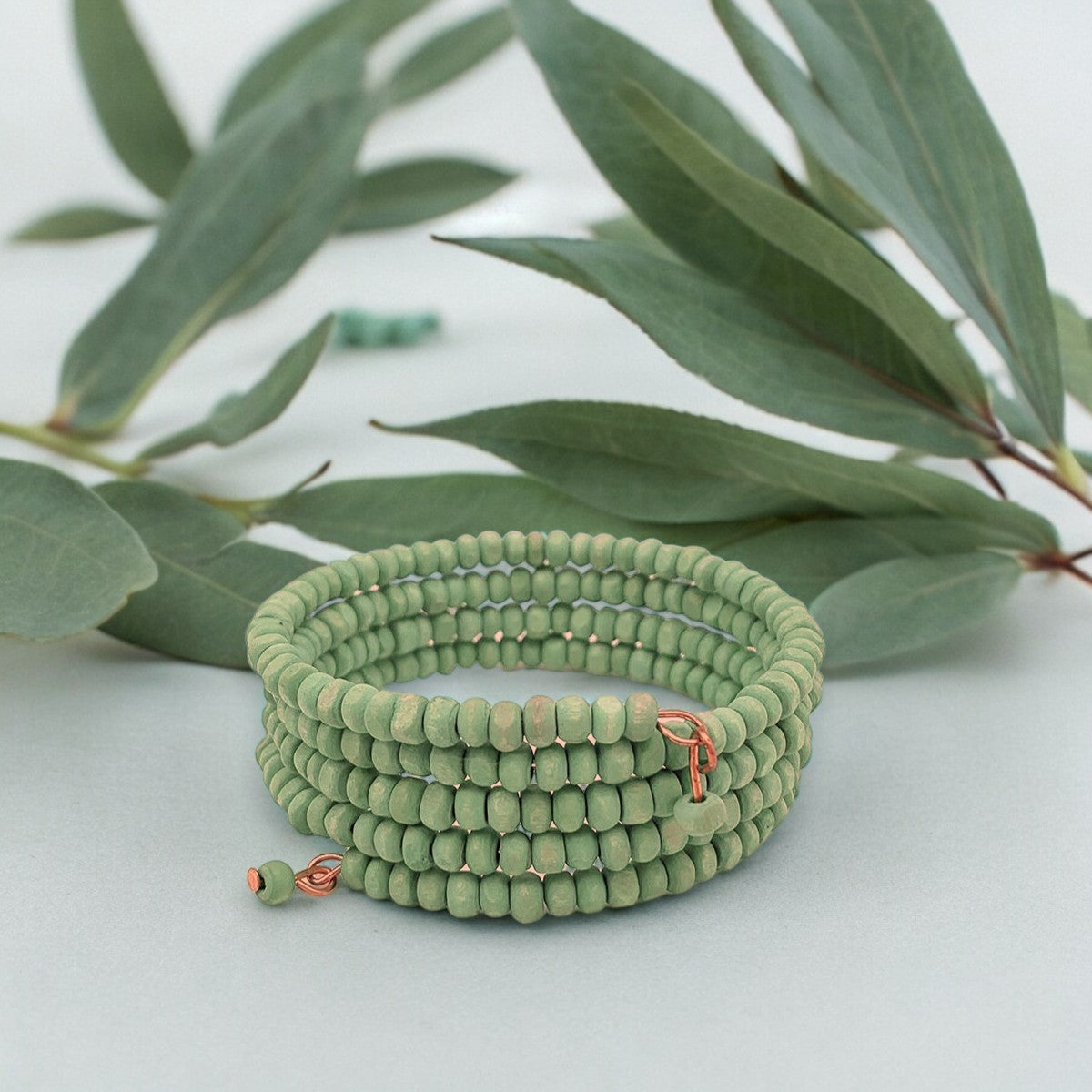 Sachi Chromatic Hues Coil Bracelet - Sage Green - Mellow Monkey