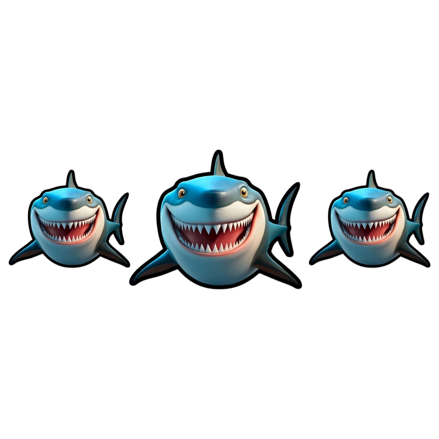 3 Sharks - Bubble Decal - Mellow Monkey