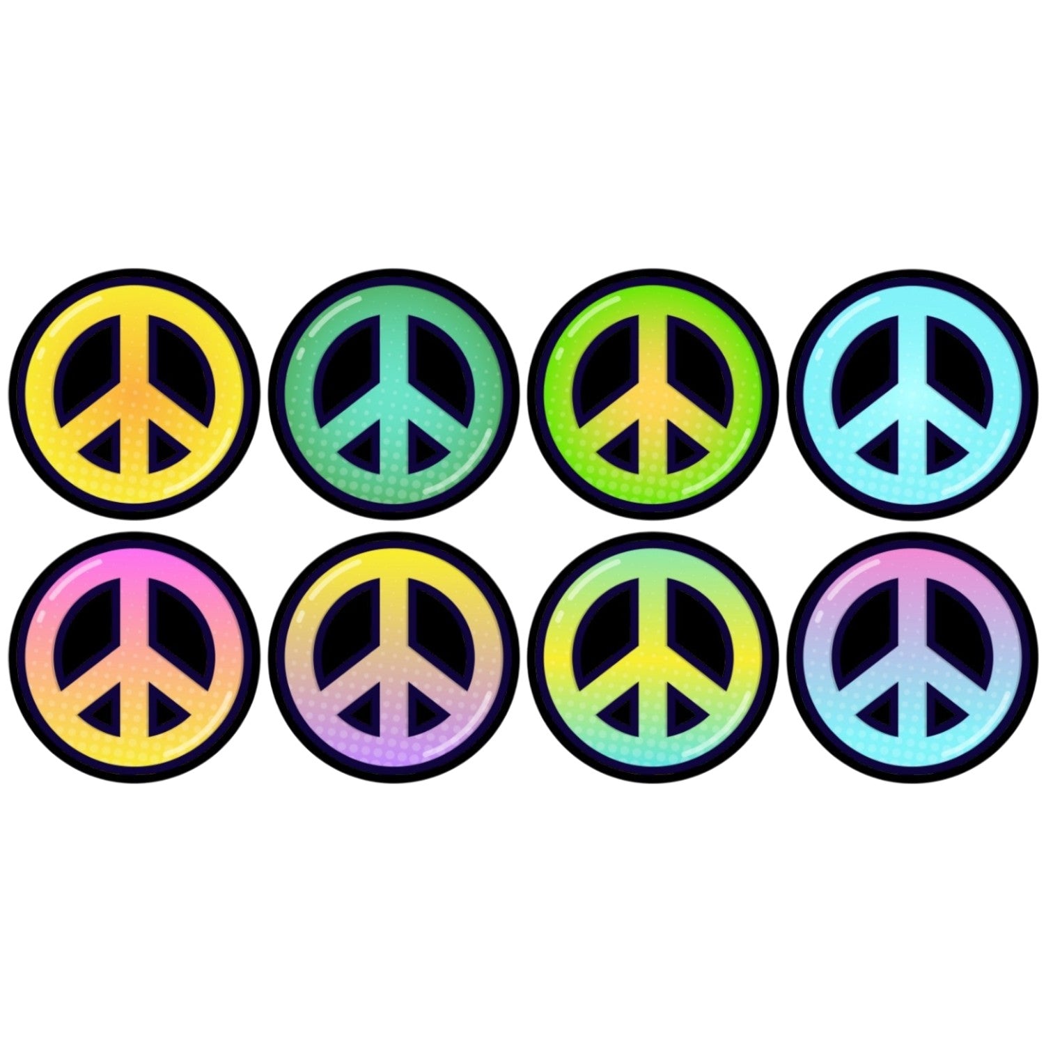 Peace Sign 8 Pack - Bubble Decal - Mellow Monkey