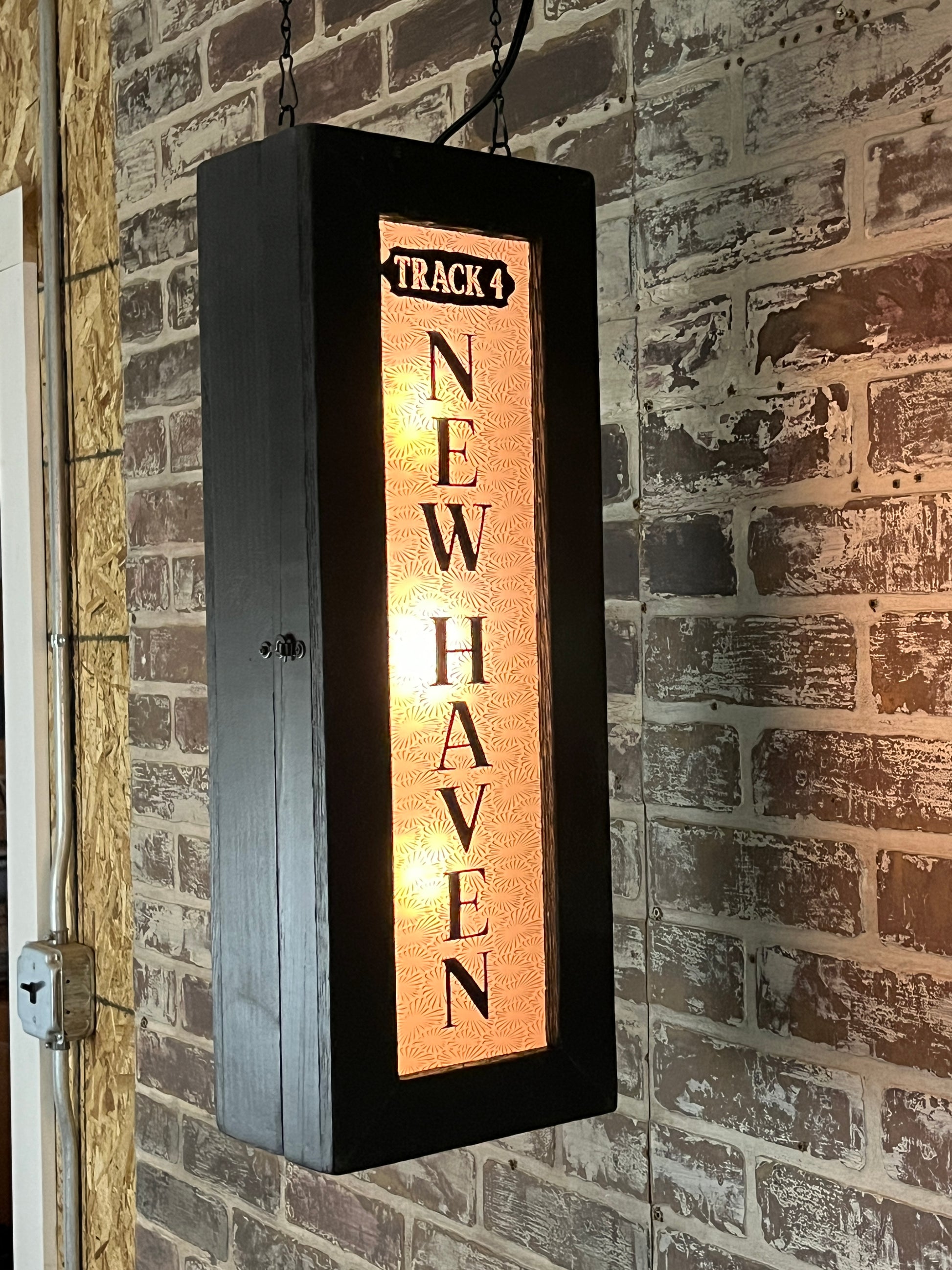 Two Sided New Haven & Grand Central Train Station Lighted Box Sign - Solid Font - 22-1/2-in - Mellow Monkey