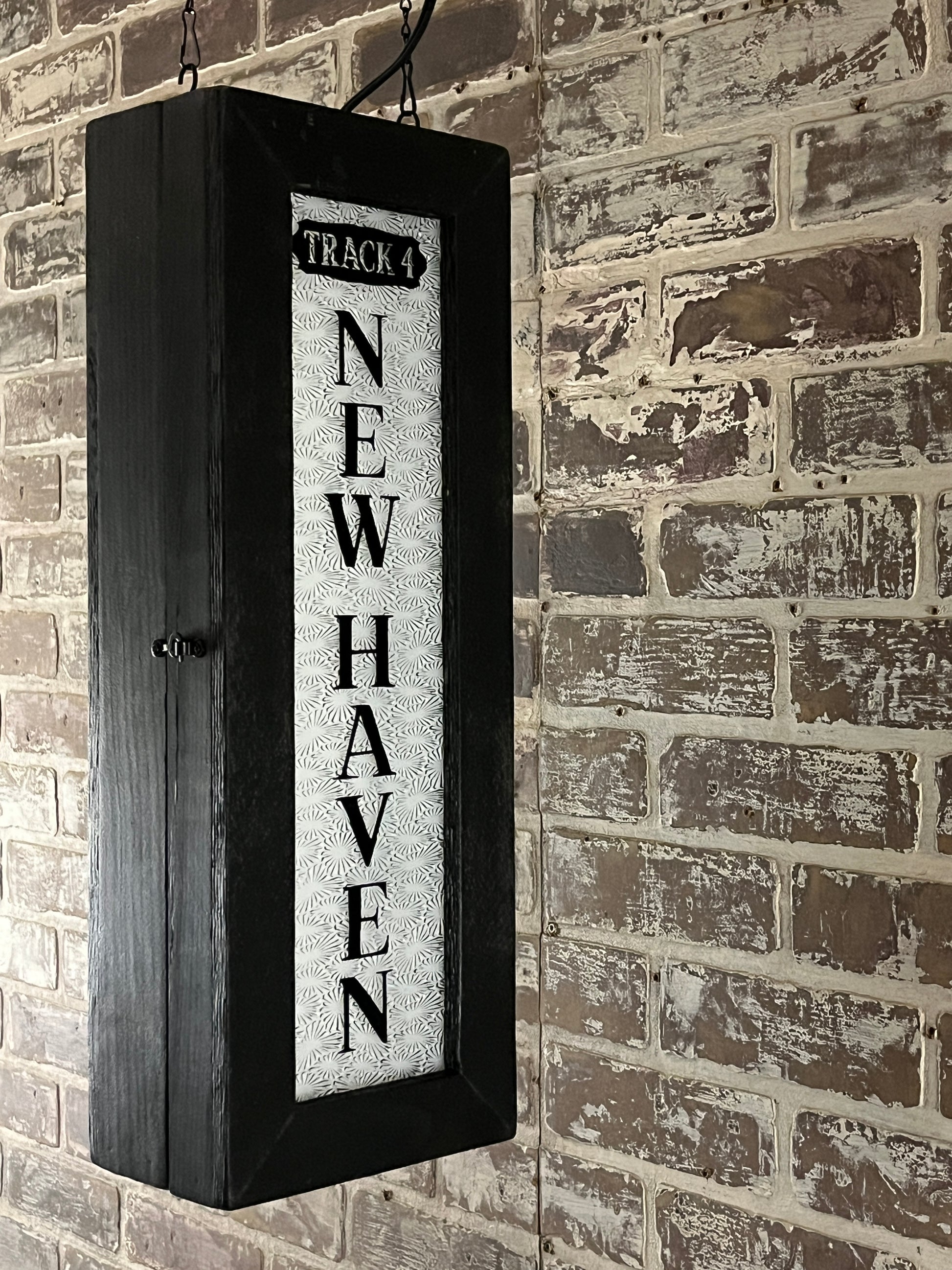 Two Sided New Haven & Grand Central Train Station Lighted Box Sign - Solid Font - 22-1/2-in - Mellow Monkey