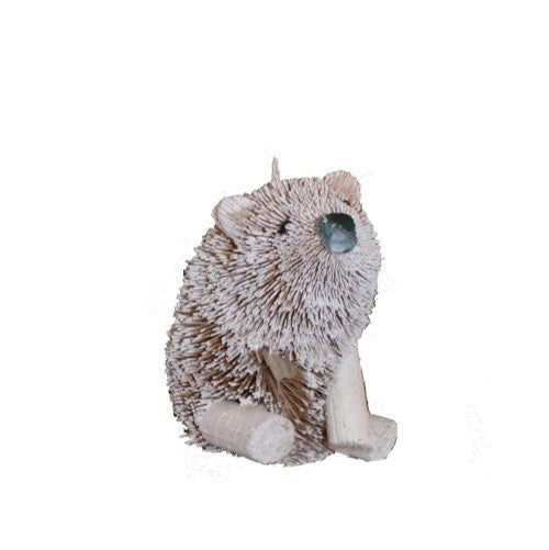 Frosted Polar Bear Brush Ornament - 3-in - Mellow Monkey