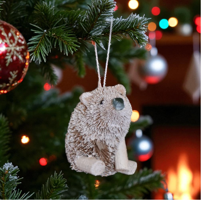 Frosted Polar Bear Brush Ornament - 3-in - Mellow Monkey