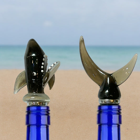 Glass Shark Bottle Stoppers - 2 Pack - Mellow Monkey