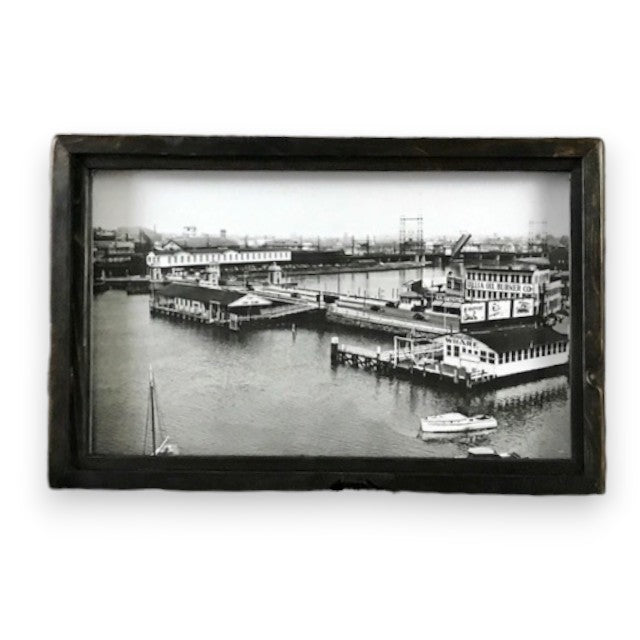 Stratford Avenue Municipal Wharf Bridgeport Connecticut 1941 - Reproduction Photo in Framed Shadowbox - - Mellow Monkey