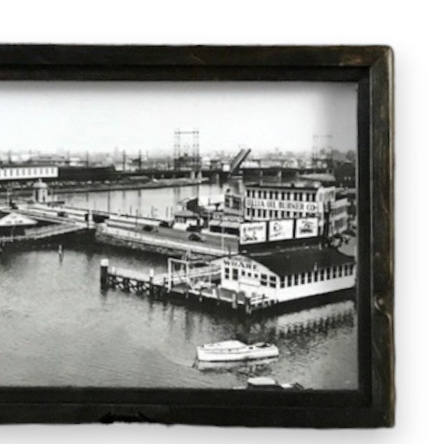 Stratford Avenue Municipal Wharf Bridgeport Connecticut 1941 - Reproduction Photo in Framed Shadowbox - - Mellow Monkey