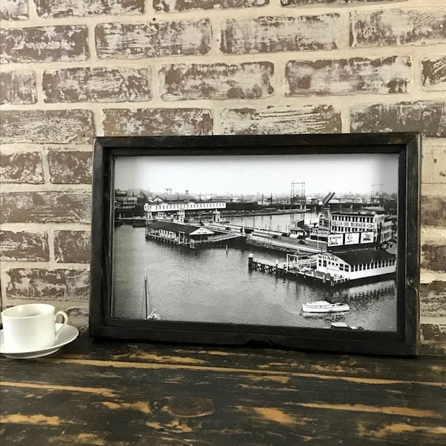 Stratford Avenue Municipal Wharf Bridgeport Connecticut 1941 - Reproduction Photo in Framed Shadowbox - - Mellow Monkey
