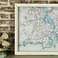 Coastal Middlesex County with Old Saybrook Old Lyme Essex Connecticut Circa 1929 Vintage Map Framed Whitewash Shadowbox - 26-1/2-in - Mellow Monkey