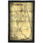Florida Circa 1891 Vintage Map Framed Brown Wax Shadowbox - 29-1/2-in - Mellow Monkey