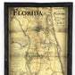 Florida Circa 1891 Vintage Map Framed Brown Wax Shadowbox - 29-1/2-in - Mellow Monkey