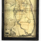 Florida Circa 1891 Vintage Map Framed Brown Wax Shadowbox - 29-1/2-in - Mellow Monkey