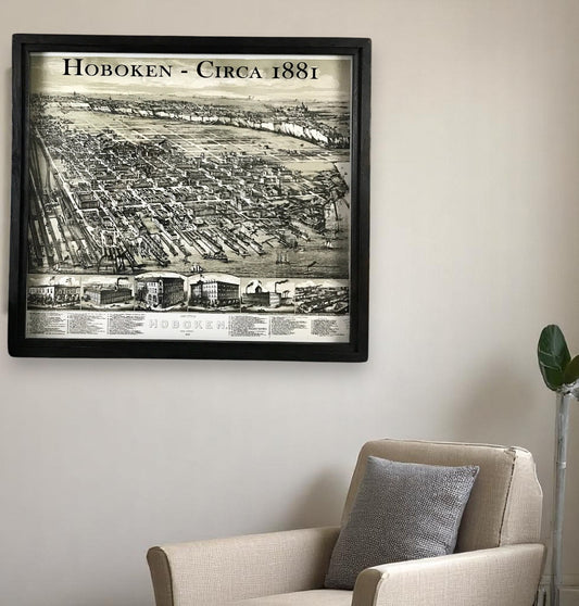 Vintage Map of Hoboken Circa 1881 Framed Shadowbox 25-in - Mellow Monkey