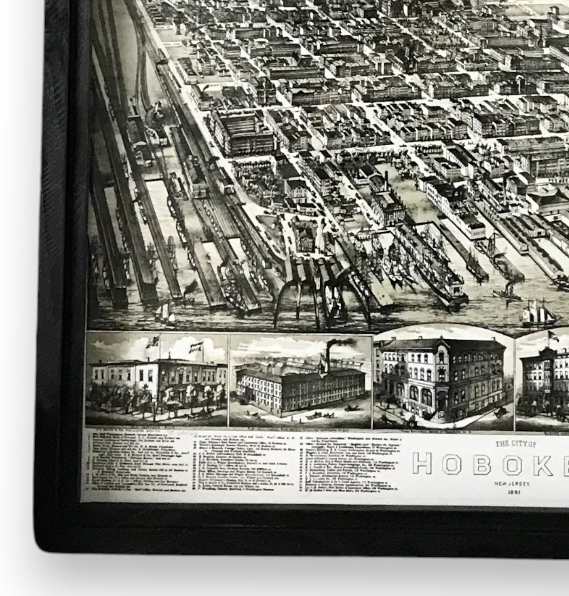 Vintage Map of Hoboken Circa 1881 Framed Shadowbox 25-in - Mellow Monkey