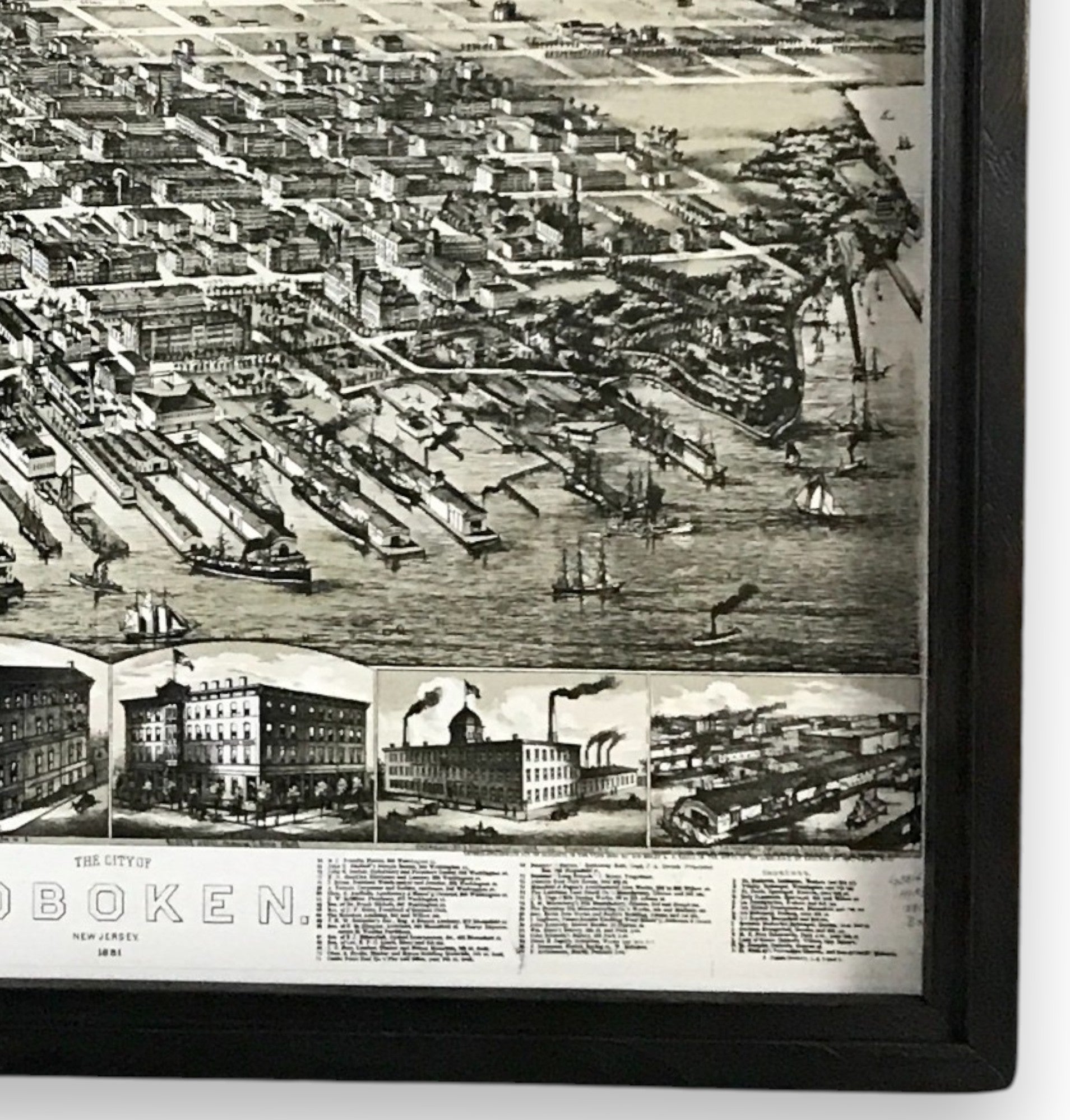 Vintage Map of Hoboken Circa 1881 Framed Shadowbox 25-in - Mellow Monkey