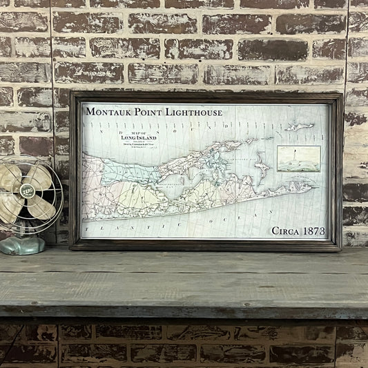 Vintage Eastern Long Island Map Circa 1873 Framed Shadowbox - Mellow Monkey