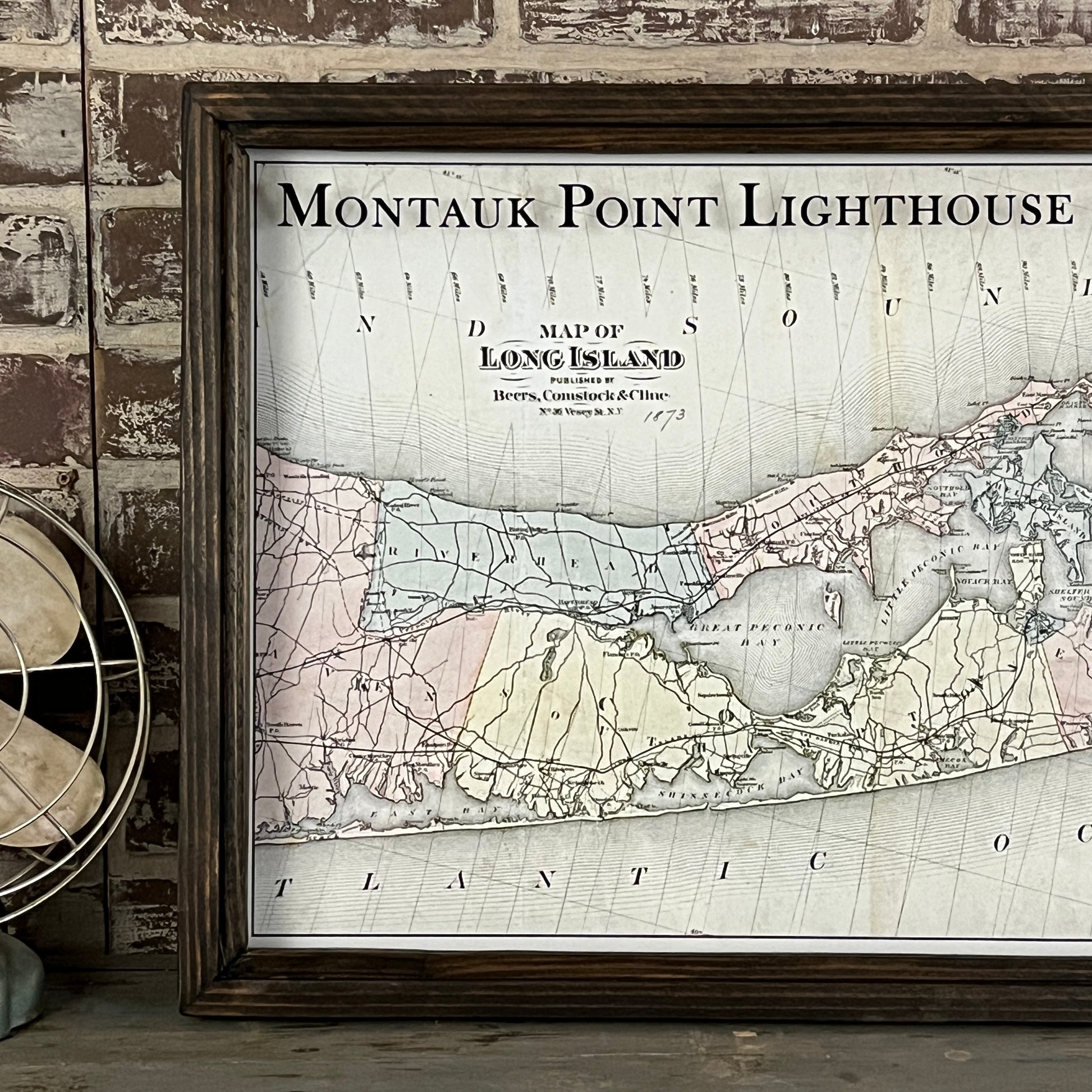 Vintage Eastern Long Island Map Circa 1873 Framed Shadowbox - Mellow Monkey