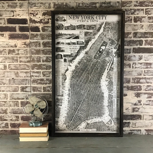 Vintage New York City Circa 1879 Framed Shadowbox - 63-in - Mellow Monkey