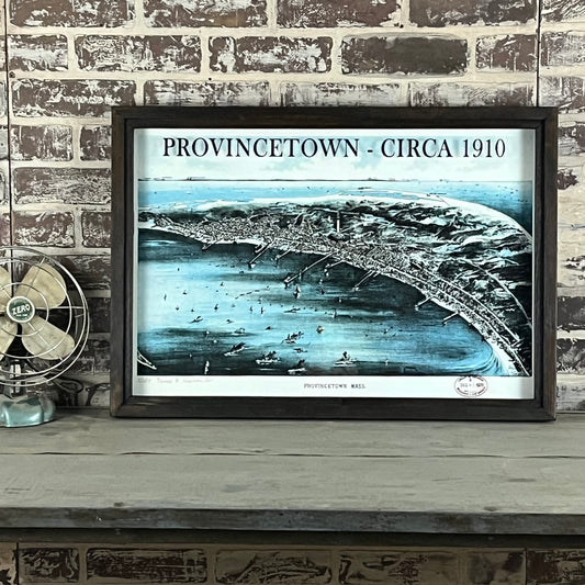 Provincetown, Massachusetts Map Circa 1910 Framed Dark Brown Shadowbox - Provincetown 1910 -  26-1/2-in - Mellow Monkey