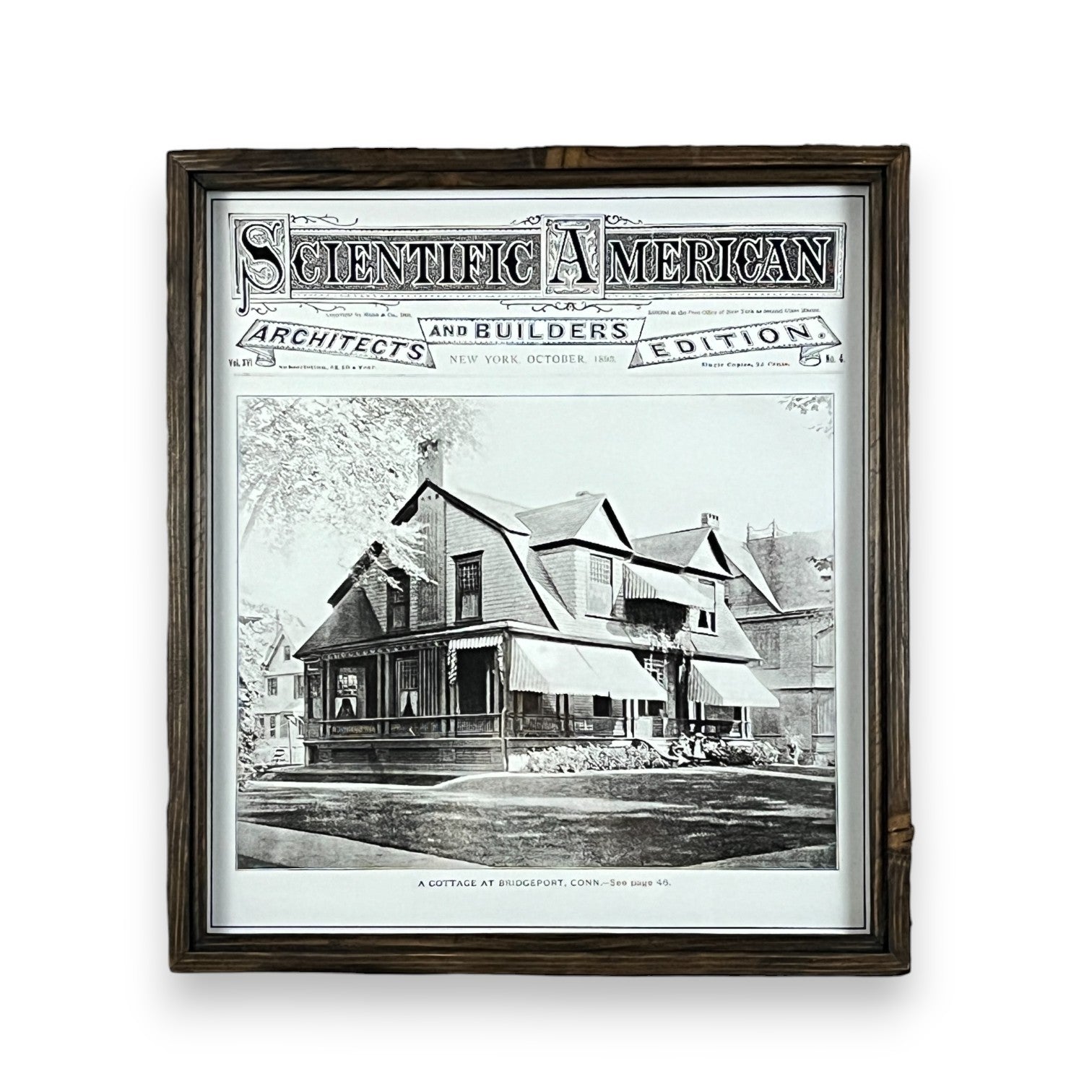 Vintage Bridgeport Cottage from Scientific American Framed Shadowbox - Mellow Monkey