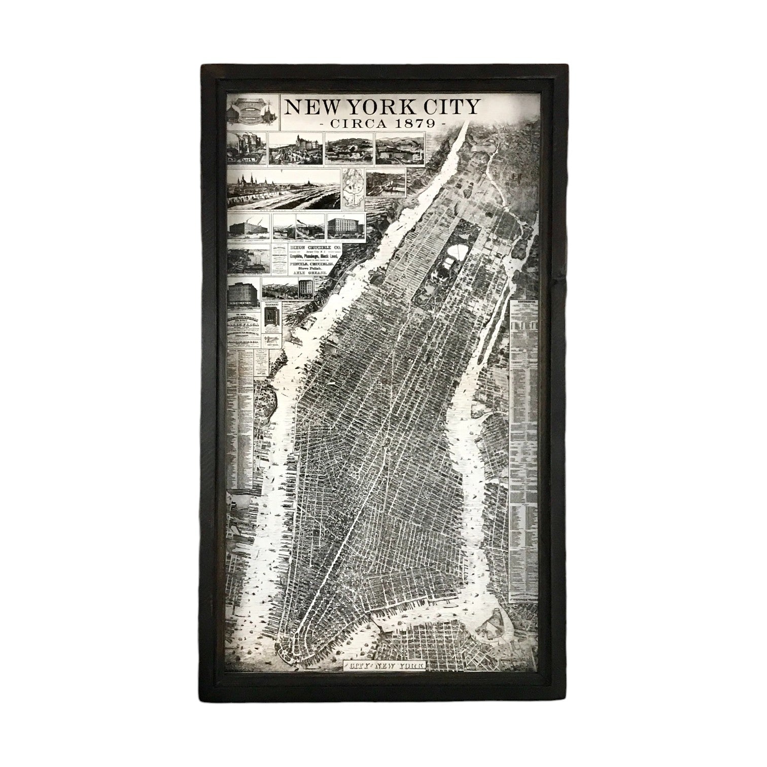 Vintage New York City Circa 1879 Framed Shadowbox - 63-in - Mellow Monkey