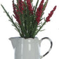 Faux Flowering Plant in Stoneware Pitcher- Distressed White Finish - 5-1/2-in - Mellow Monkey