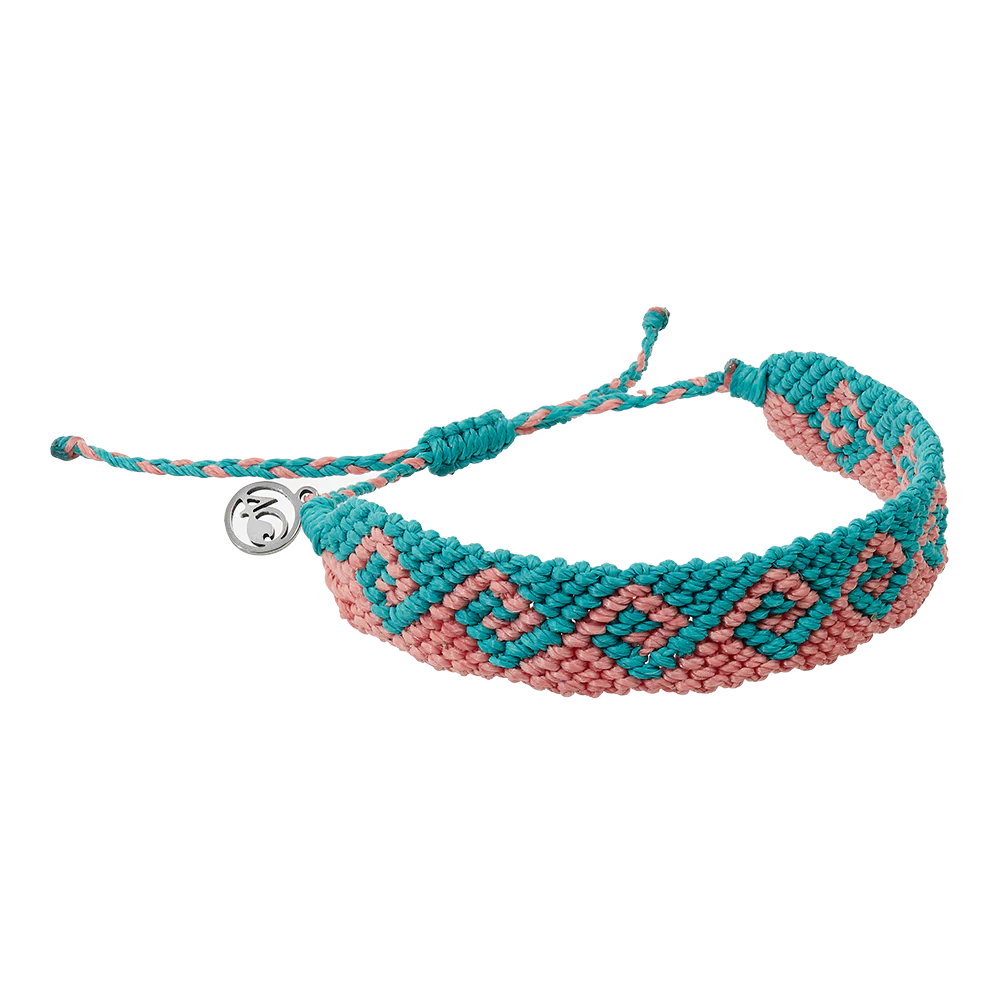 4Ocean Unisex Bali Wave Braid Bracelet - Coral & Turquoise - Mellow Monkey