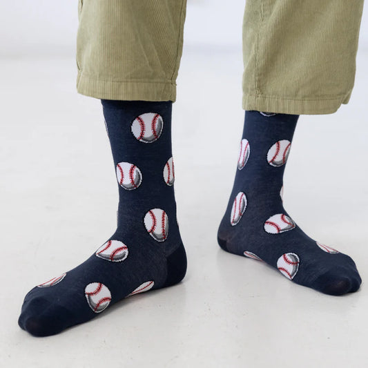 Baseball - Natural Bamboo Knit Socks - Mellow Monkey
