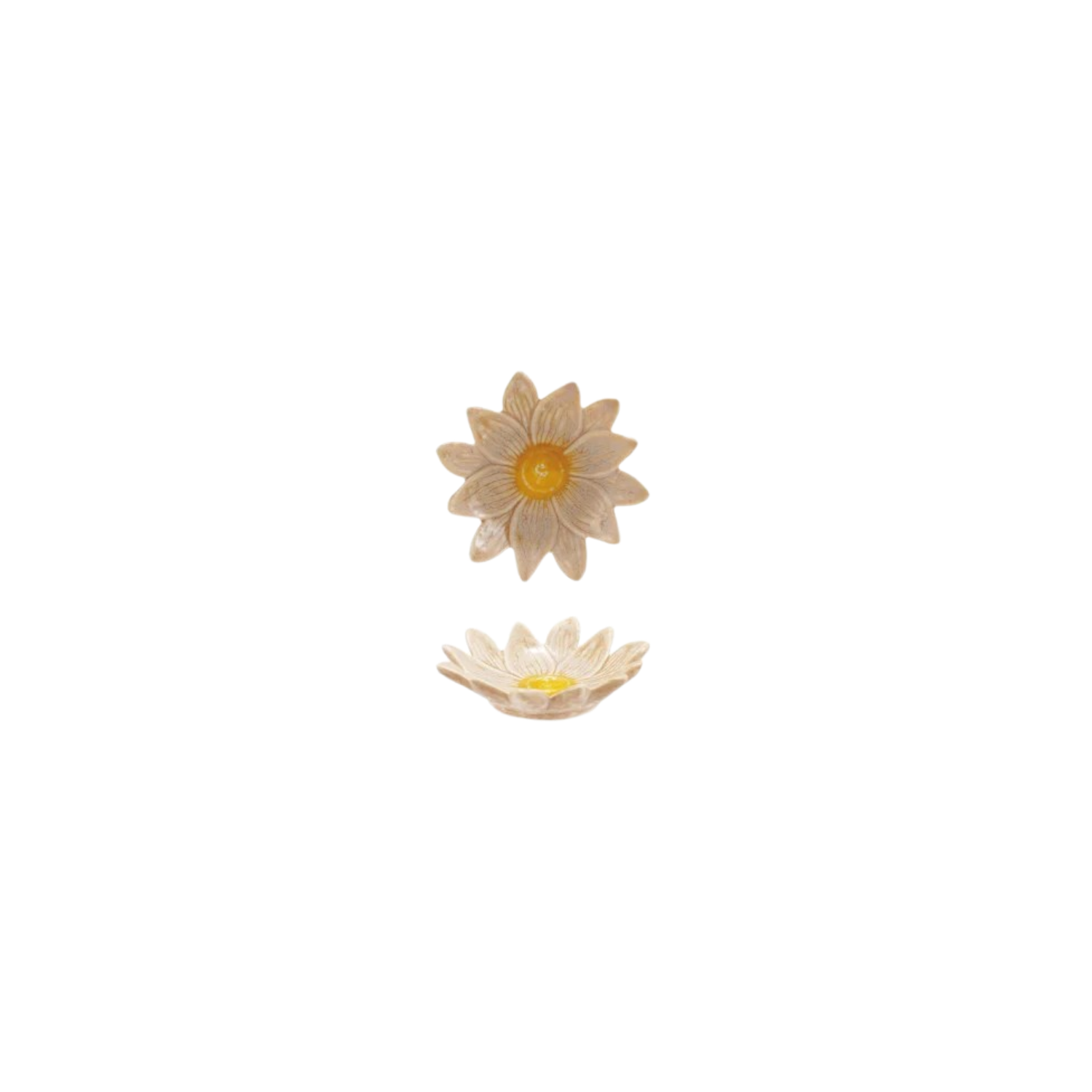 Stoneware Flower-Shaped Dish with Reactive Glaze - 4-1/2-in - Mellow Monkey