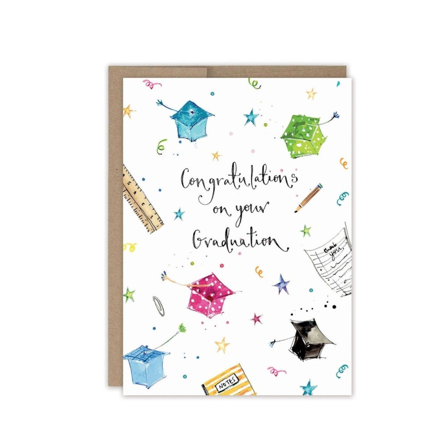 Festive Grad Hats - Graduation Greeting Card - Mellow Monkey