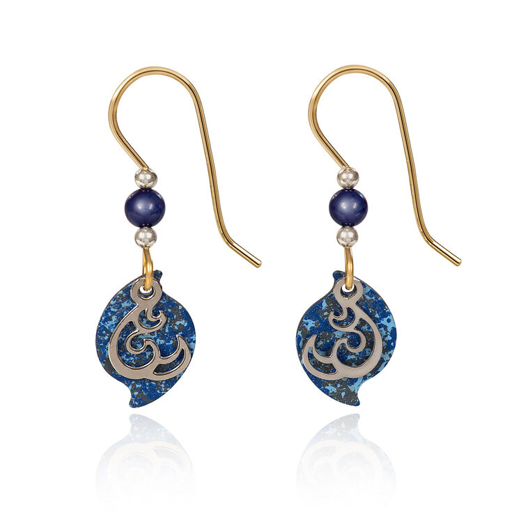 Silver Forest Modern Blue and Silver Metal Filigree Drop Earrings NE-1778A - Mellow Monkey