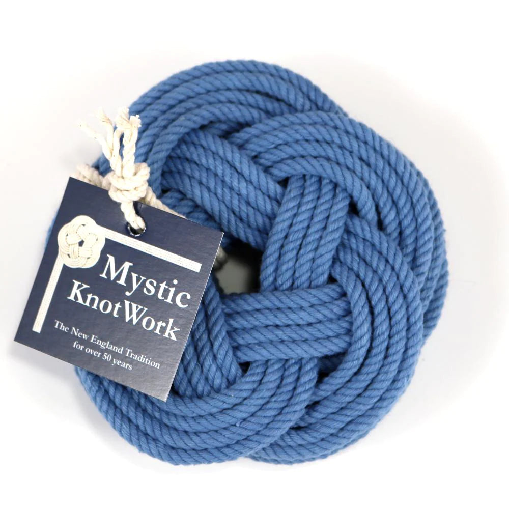 Turks Head Sailor Knot Woven Coasters - Set of 4 - Light Blue - Mellow Monkey