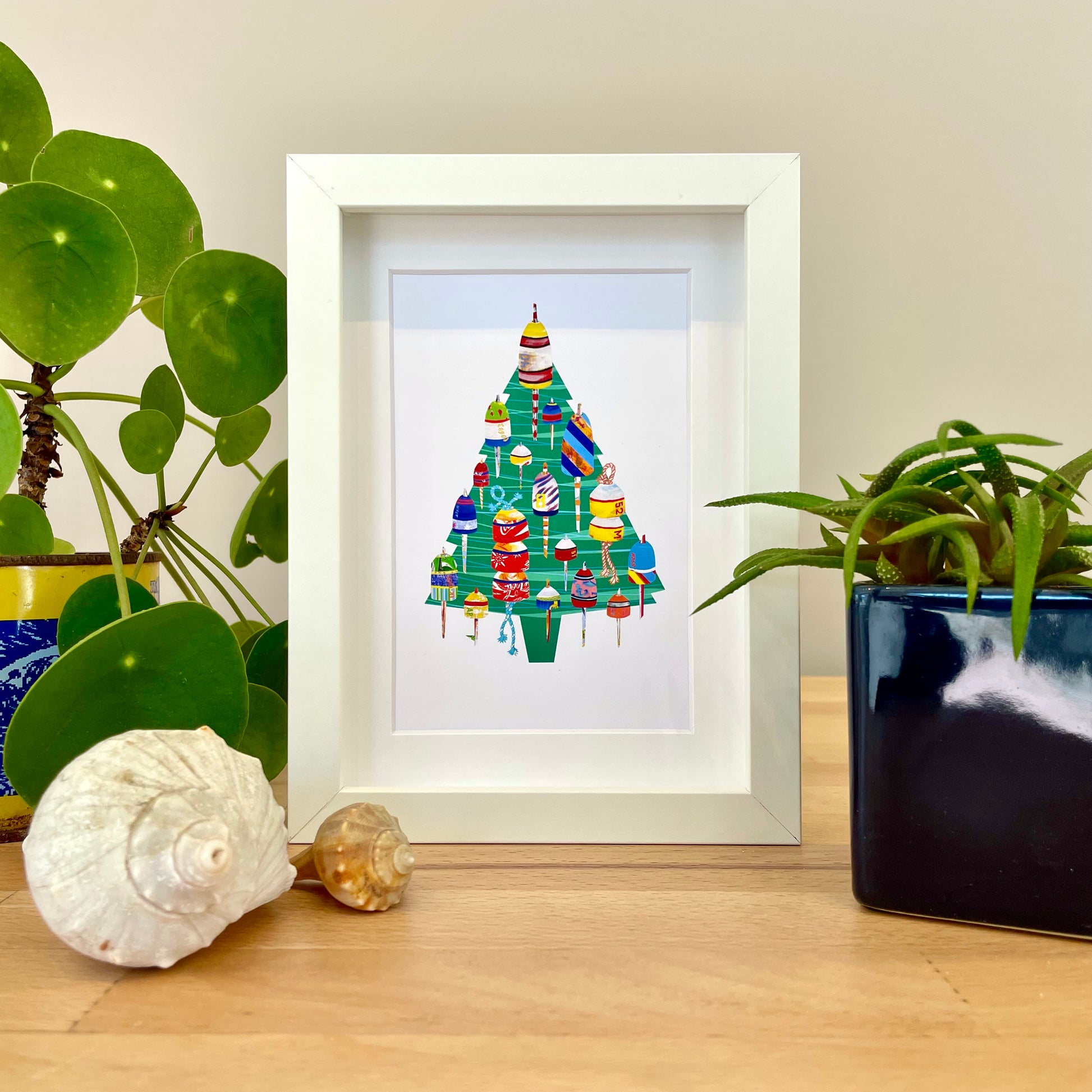 Christmas Buoys White Shadowbox Framed Print by Keith MacLelland - 6 x 8-in - Mellow Monkey