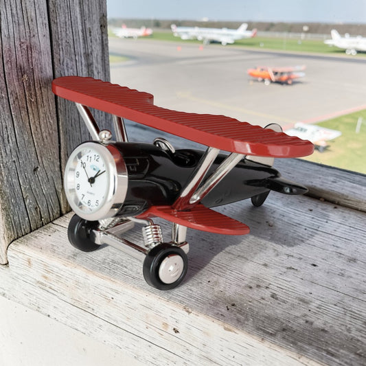 Red and Black Bi-Plane Desk Clock - Mellow Monkey