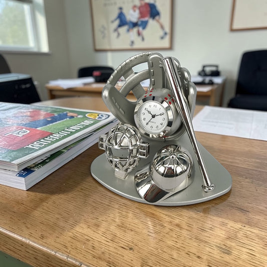 Silver Baseball Desktop Clock - Mellow Monkey