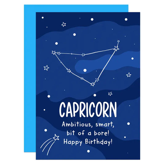 Capricorn - Ambitious, Smart, Bit Of A Bore - Birthday - Greeting Card - Mellow Monkey