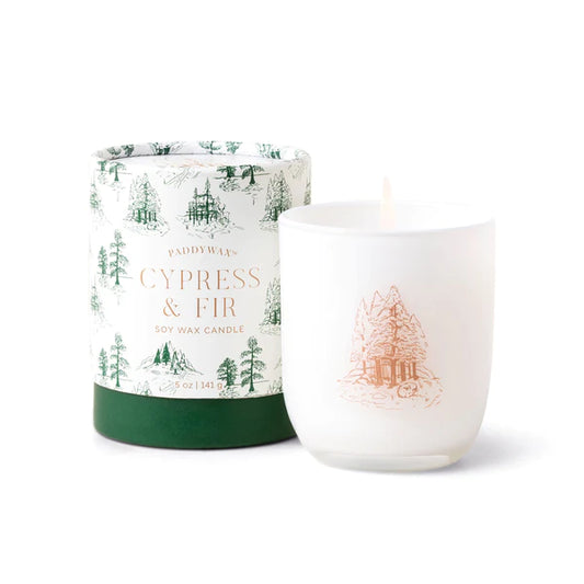 Cypress + Fir White Opaque Glass w/ Gift Box - 5 oz. - Mellow Monkey