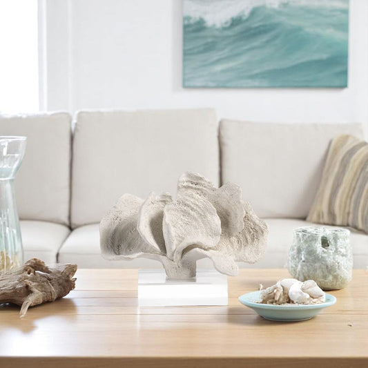 White Coron Coral On Acrylic Base - 10.5-in. - Mellow Monkey