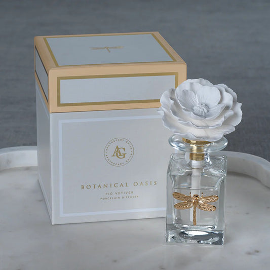 Apothecary Guild Botanical Oasis Porcelain Diffuser - Dragonfly - Black Fig Vetiver - Mellow Monkey