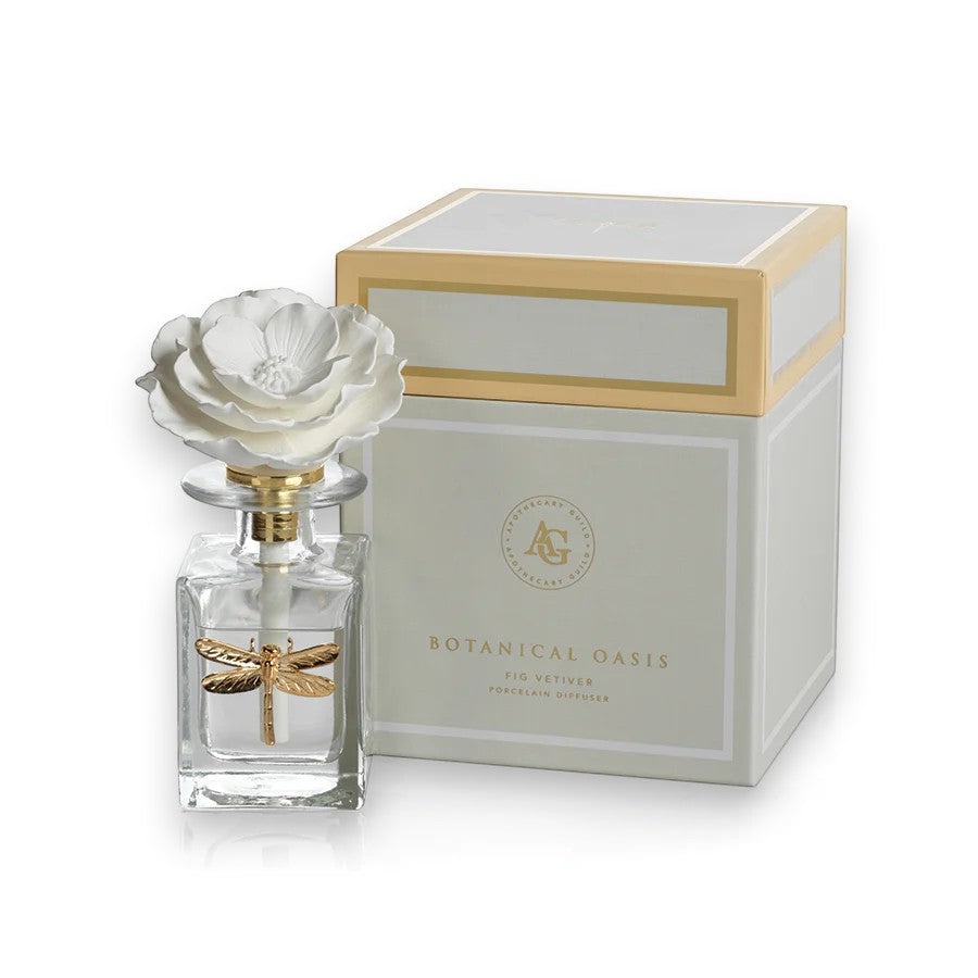 Apothecary Guild Botanical Oasis Porcelain Diffuser - Dragonfly - Black Fig Vetiver - Mellow Monkey