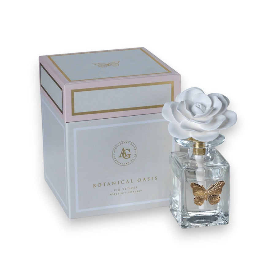 Apothecary Guild Botanical Oasis Porcelain Diffuser - Butterfly - Black Fig Vetiver - Mellow Monkey