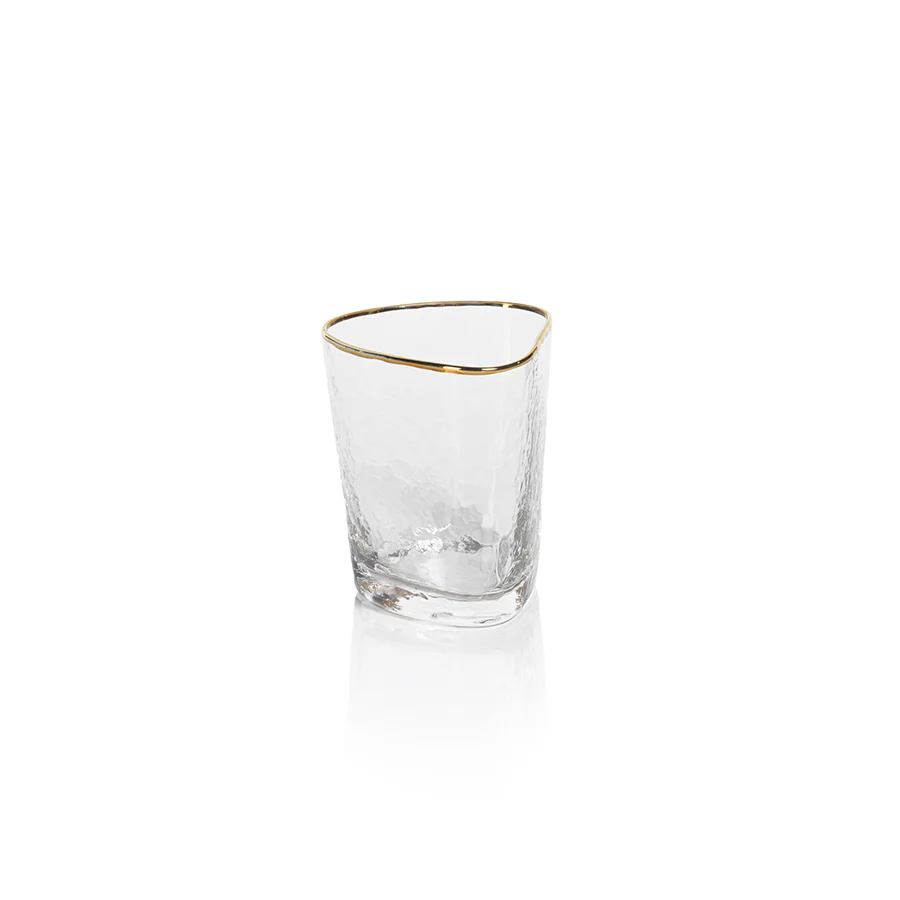 Aperitivo Triangular Double Old Fashioned Glass - Clear with Gold Rim - Mellow Monkey